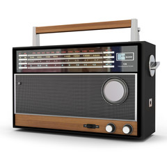 Vintage transistor radio 60s, 3D visualization (rendering)