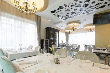 Interior of a modern new hotel restaurant