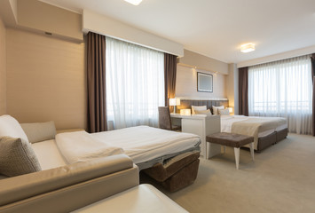 Interior of a new hotel bedroom