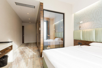 Fototapeta na wymiar Modern luxury hotel suite interior