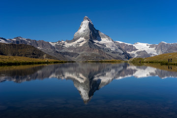 Matterhorn peak with reflection at Stellisee lake
