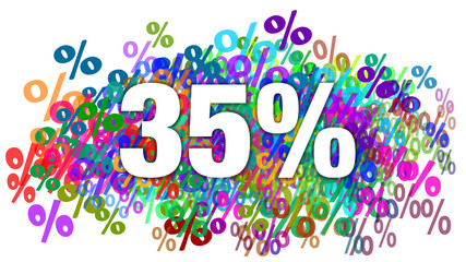 35 Percent White Text on Colorful Percentage Background