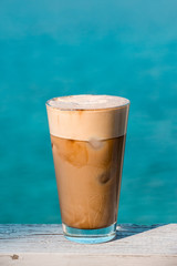 Morning coffee frappe by the sea.