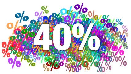 40 Percent White Text on Colorful Percentage Background