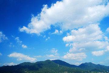 a blue sky with fleecy clouds 