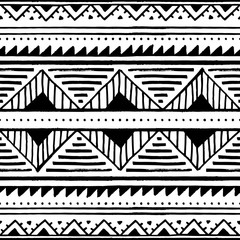 Seamless ethnic pattern. Black and white vector.