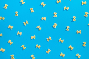 Farfalle pasta flat lay pattern