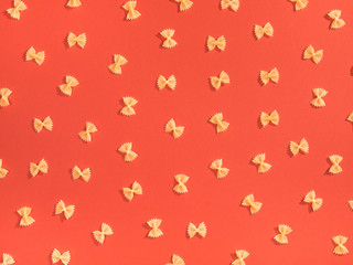 Farfalle pasta flat lay pattern