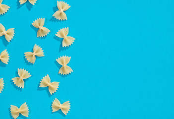 Farfalle pasta flat lay pattern