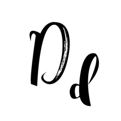 letter D alphabet vector calligraphy chalk manuscript