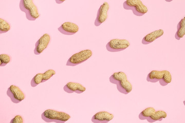 Peanut nuts flat lay pattern
