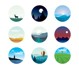 Vector set of abstract landscapes