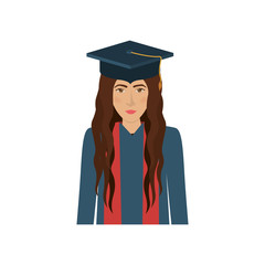 Girl with graduation cap icon. University education and school theme. Isolated design. Vector illustration