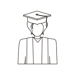 Boy with graduation cap icon. University education and school theme. Isolated design. Vector illustration