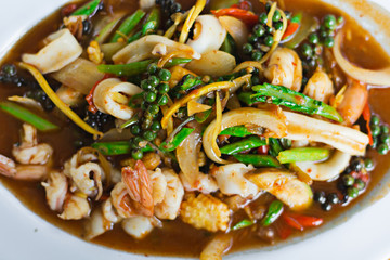 Stir Fried Seafood on Hot Plate