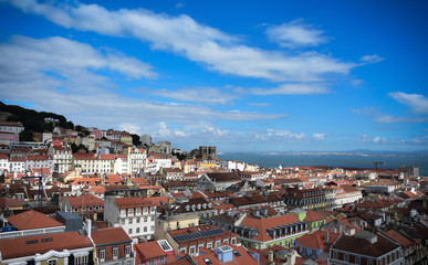 Fototapeta premium Aerial view of the historical city center of Lisbon