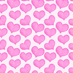 Hearts. Seamless watercolor pattern