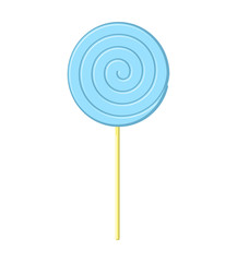 Lollipop blue on stick isolated. Candy on white background. Swee