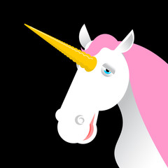 Unicorn with pink mane head isolated. fabulous animal face