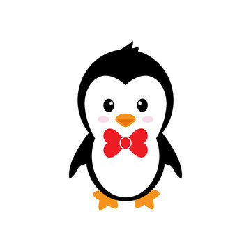 cartoon cute penguin with tie