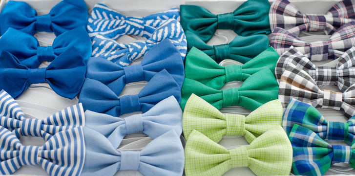 Collection elegant bow ties of various colors