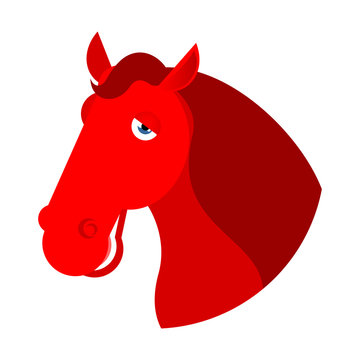 red horse head. Muzzle hoss isolated on white background