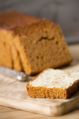 Traditional Dutch spice bread or 'ontbijtkoek' with butter