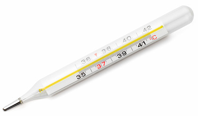 mercury thermometer, isolated on white background