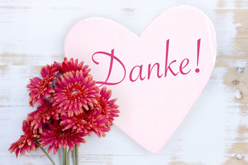 red flowers and german words Thank You