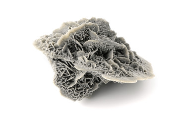 Gypsum crystal on isolated white background