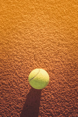 Close up of tennis ball on clay court./Tennis ball ,  vintage