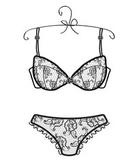 Panties and bra for women Hand drawn lingerie - 133090423