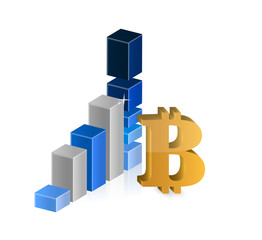 Bitcoin currency symbol and business graph