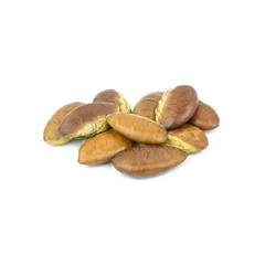 Roasted kayu seeds on white background (Irvingia malayana benn)