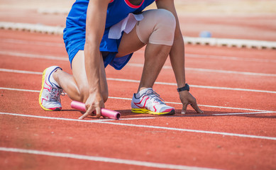 man is ready to run ,track