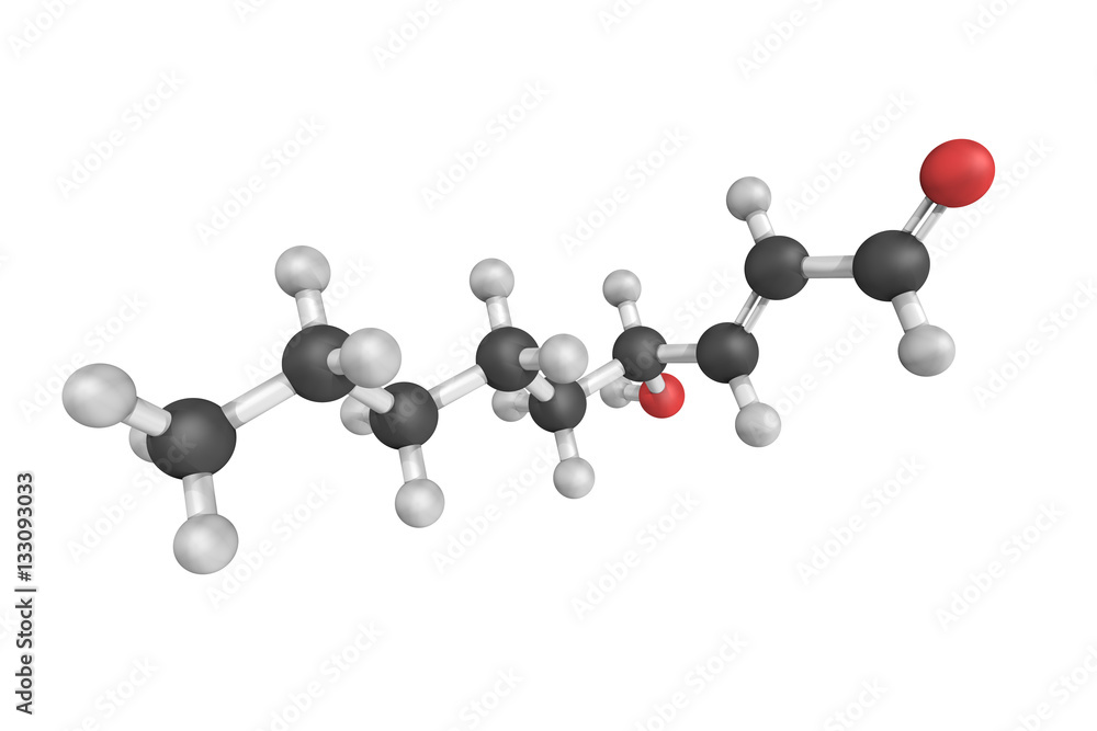 Wall mural 3d structure of 4-Hydroxynonenal, an unsaturated hydroxyalkenal