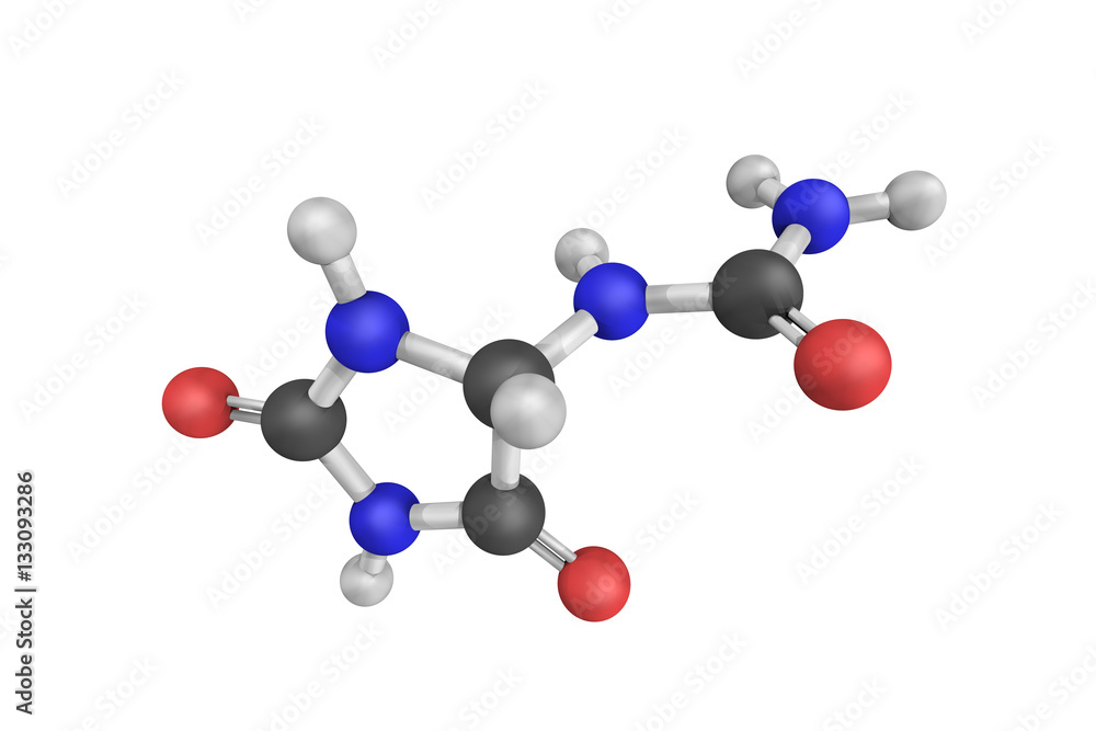 Poster 3d structure of allantoin, also called 5-ureidohydantoin or glyo