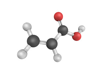 3d structure of acrylic acid, an organic compound. It is a color