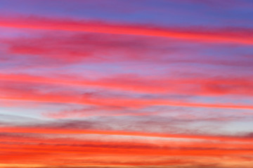 Fiery orange sunset sky. Beautiful sky