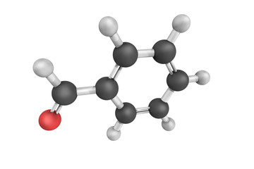 3d structure of Benzaldehyde, the simplest aromatic aldehyde and
