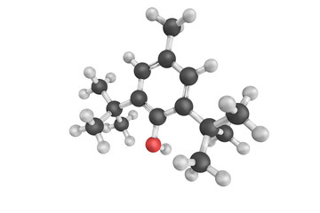 3d structure of Butylated hydroxytoluene, also known as dibutylh