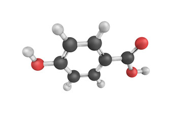 3d structure of Carboxyphenol, also known as Salicylic acid. Thi