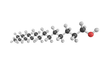 3d structure of Cetyl alcohol, a fatty alcohol. At room temperat