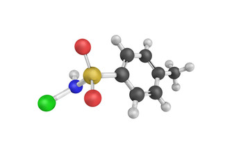 3d structure of Chloramine-T, also known as Tosylchloramide, a N