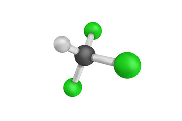 3d structure of Chloroform, or trichloromethane, a colorless, sw