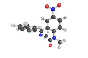 3d structure of Flunitrazepam, also known as Rohypnol, an interm