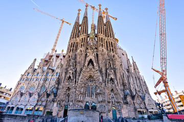 BARCELONA SPAIN -  November 09, 2016: La Sagrada Familia,  Nativity Facade - the famous cathedral...