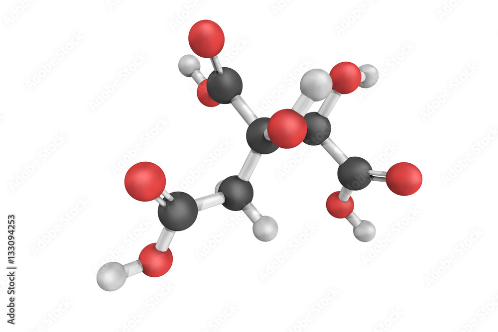 Poster 3d structure of Hydroxycitric acid, a derivative of citric acid