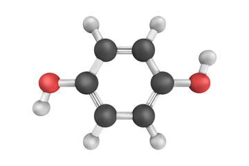 Obraz premium 3d structure of Hydroquinone, also known as quinol, an aromatic