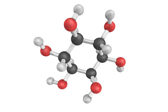 3d structure of Inositol, a six-fold alcohol of cyclohexane. It